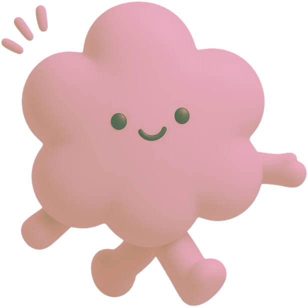 Pink cloud mascot walking